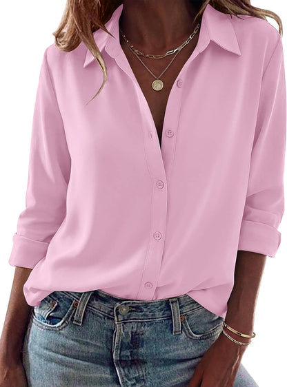 Zeagoo Blouses for Women Dressy Casual Long Sleeve Button Down Shirts Tops