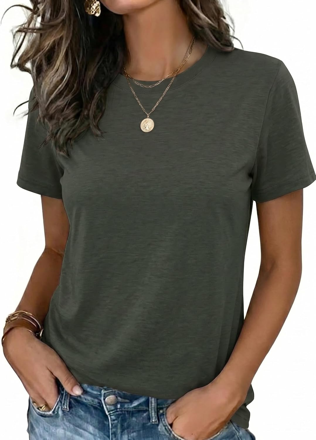 Zeagoo Womens Tshirt Short Sleeve Summer Tops Crewneck Casual Basic Tee Shirts Spring Clothes Trendy Outfit