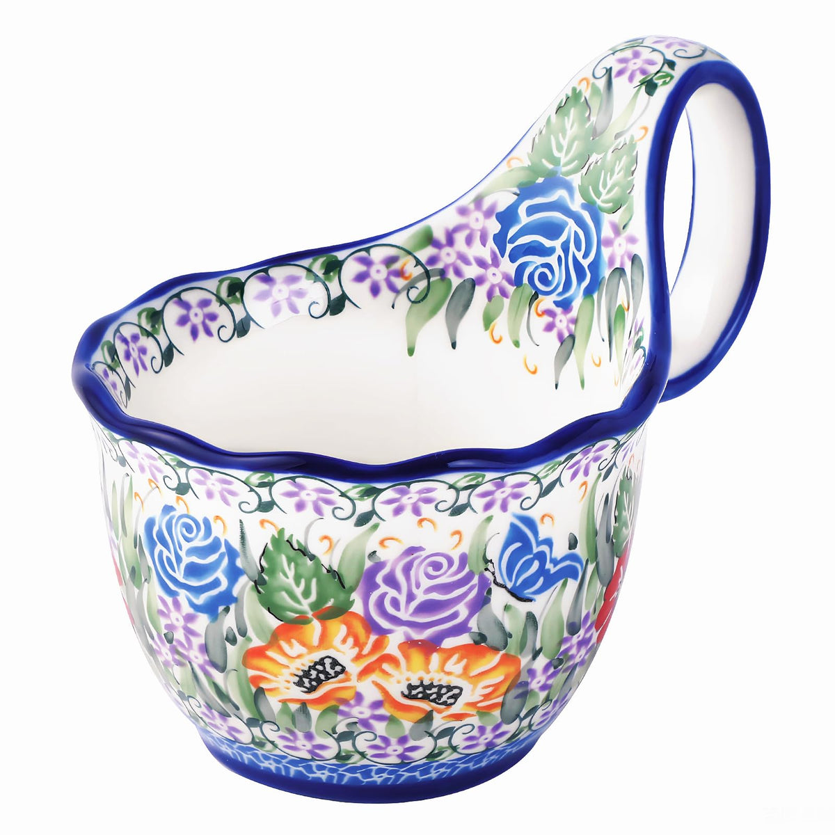 Alma Handpainted Microwavable Soup Bowl with Loop Handle 18.6Oz, Cereal Bowl with Handle