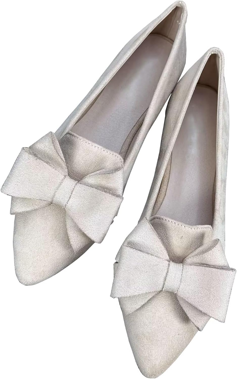 Stunner Womens Suede Bowknot Ballet Flats Pointed Toe Soft Dress Shoes