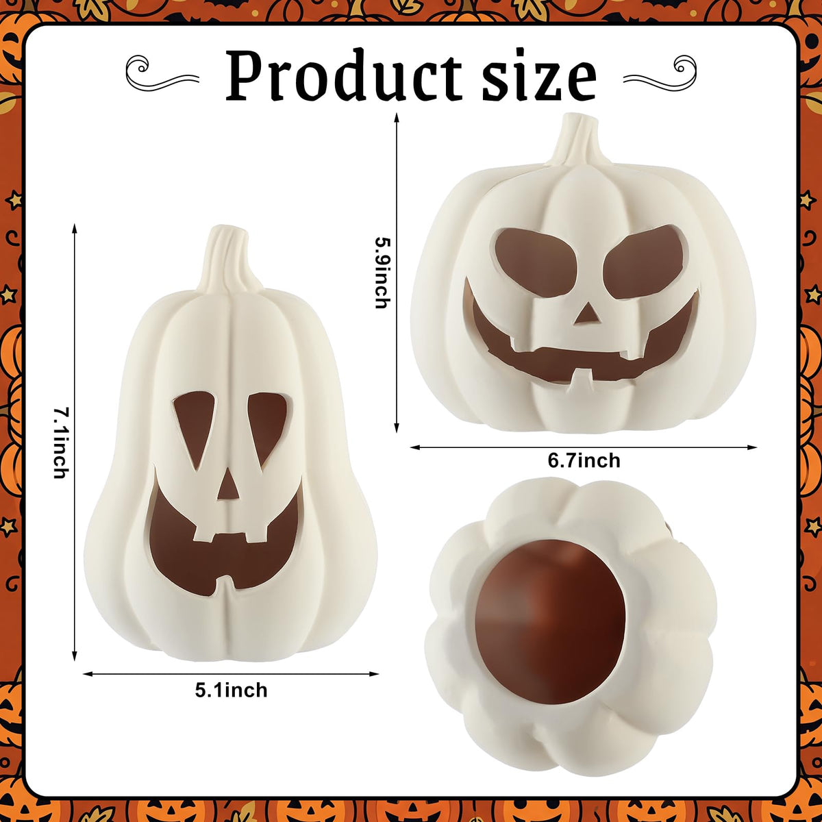 Tioncy 2 Pack Fall Decor Halloween Decorations Terracotta Pumpkin Decoration Handmade Clay Pumpkin Jack-O-Lantern Halloween Tealight Holder Rustic Farmhouse Fall Home Decor for Table(orange)