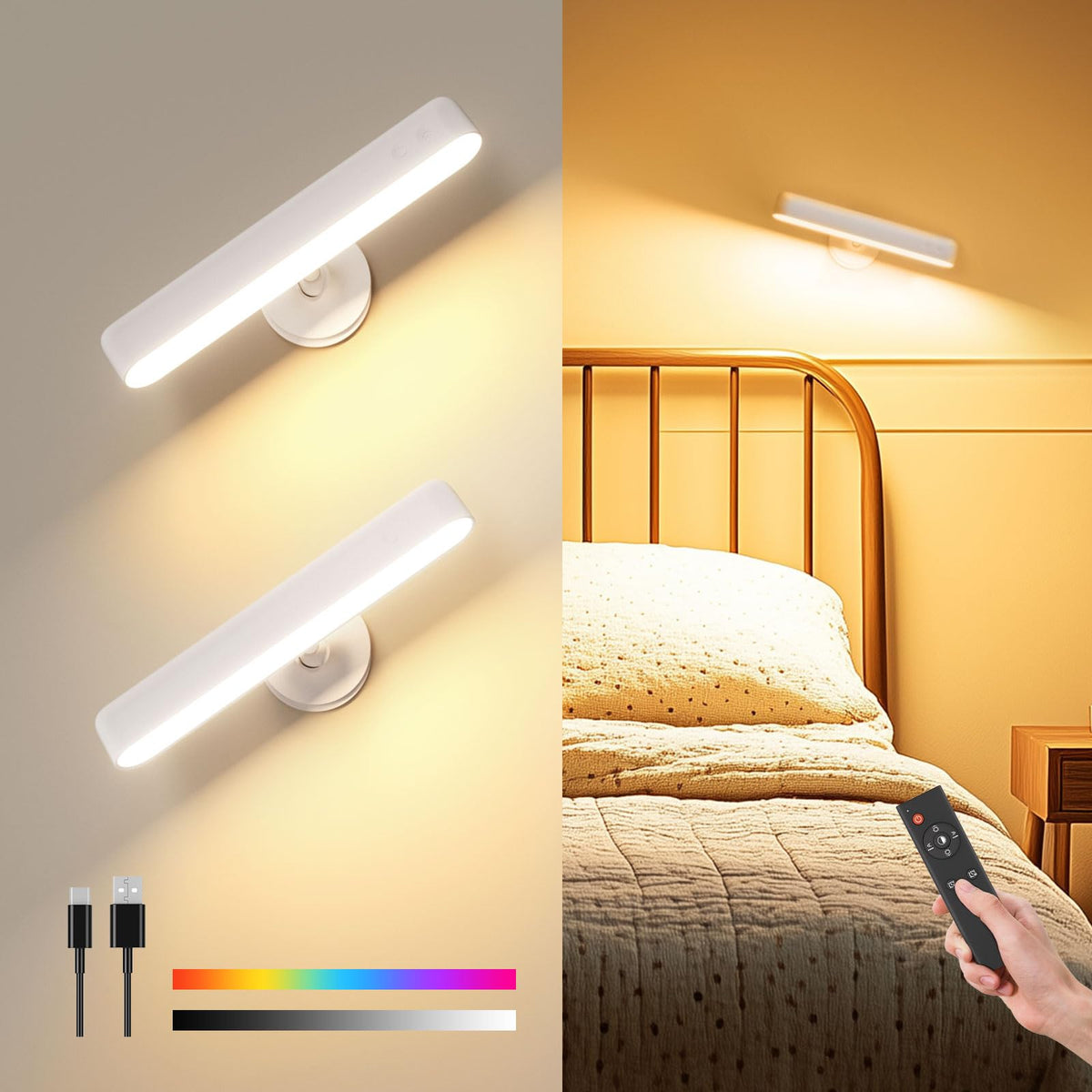 Popoiron Wall Sconce with 7500mAh Rechargeable Battery LED Wall Light