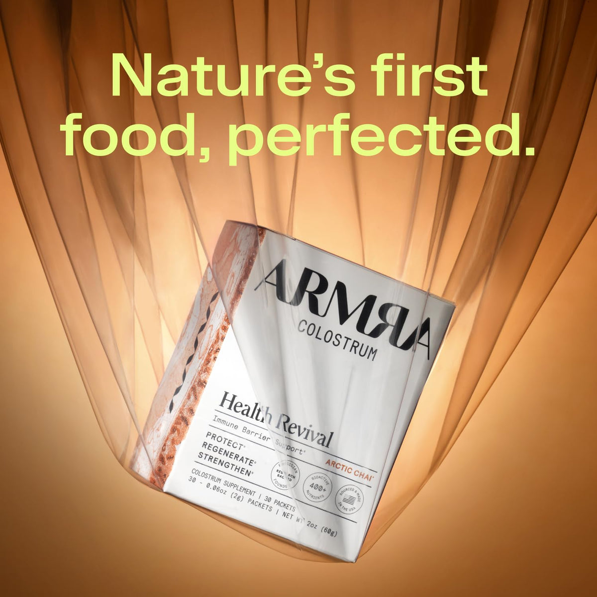 Armra Colostrum Powder | Blood Orange | Gut Health & Bloating | Skin & Hair | Immunity | Keto, Gluten & Fat-Free | 30 Servings