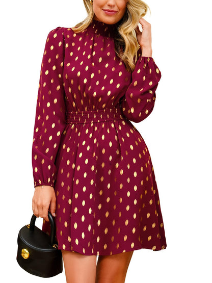 CUPSHE Women Mock Neck Floral Smocked Waist Mini Dress