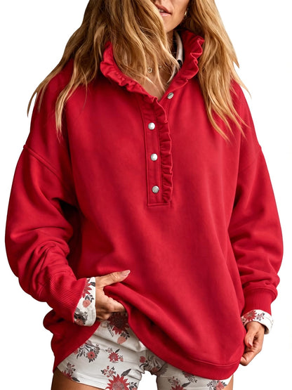 Fisoew Womens Sweatshirt Mock Neck Henley Pullover