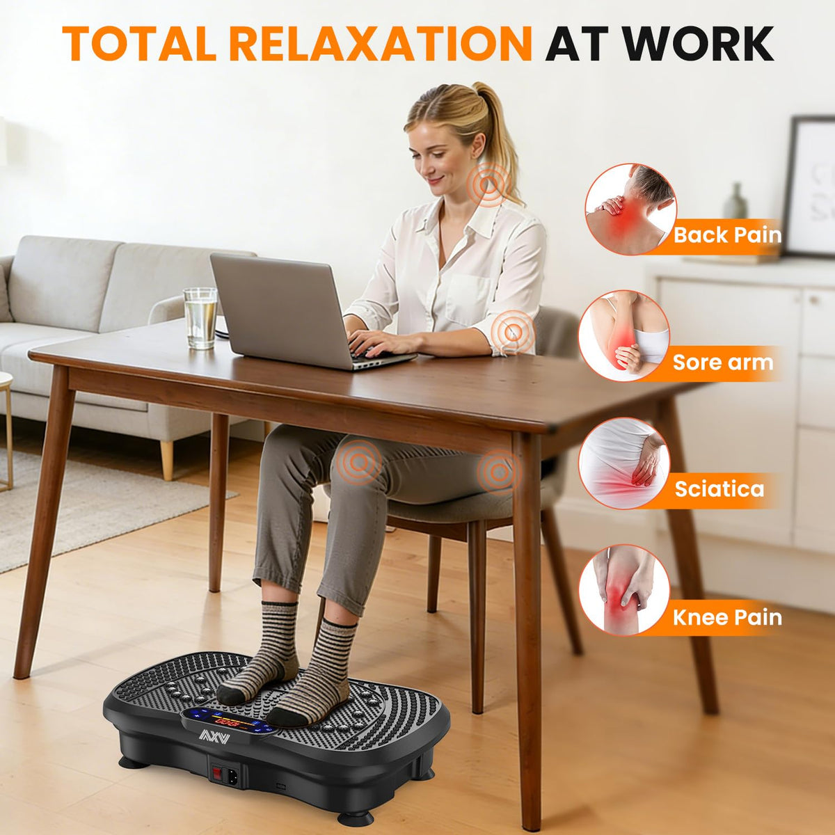 Axv Vibration Plate Fitness Platform Exercise Machine Vibrating Shaking Full Body Shaker Workout Vibrate Stand Shake Board Sport for Weight Loss Fat Burner for Gym Home Office