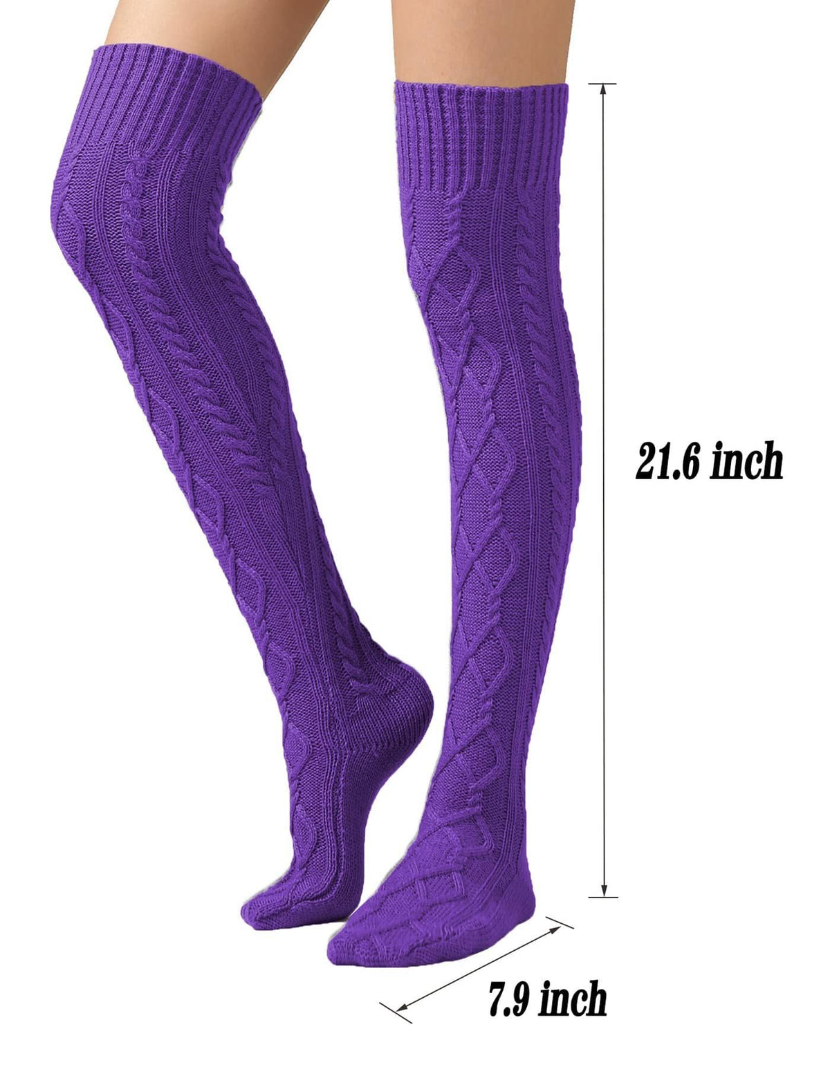 Leoparts Women's Cable Knit Thigh High Socks Over Knee Leg Warmer Stockings