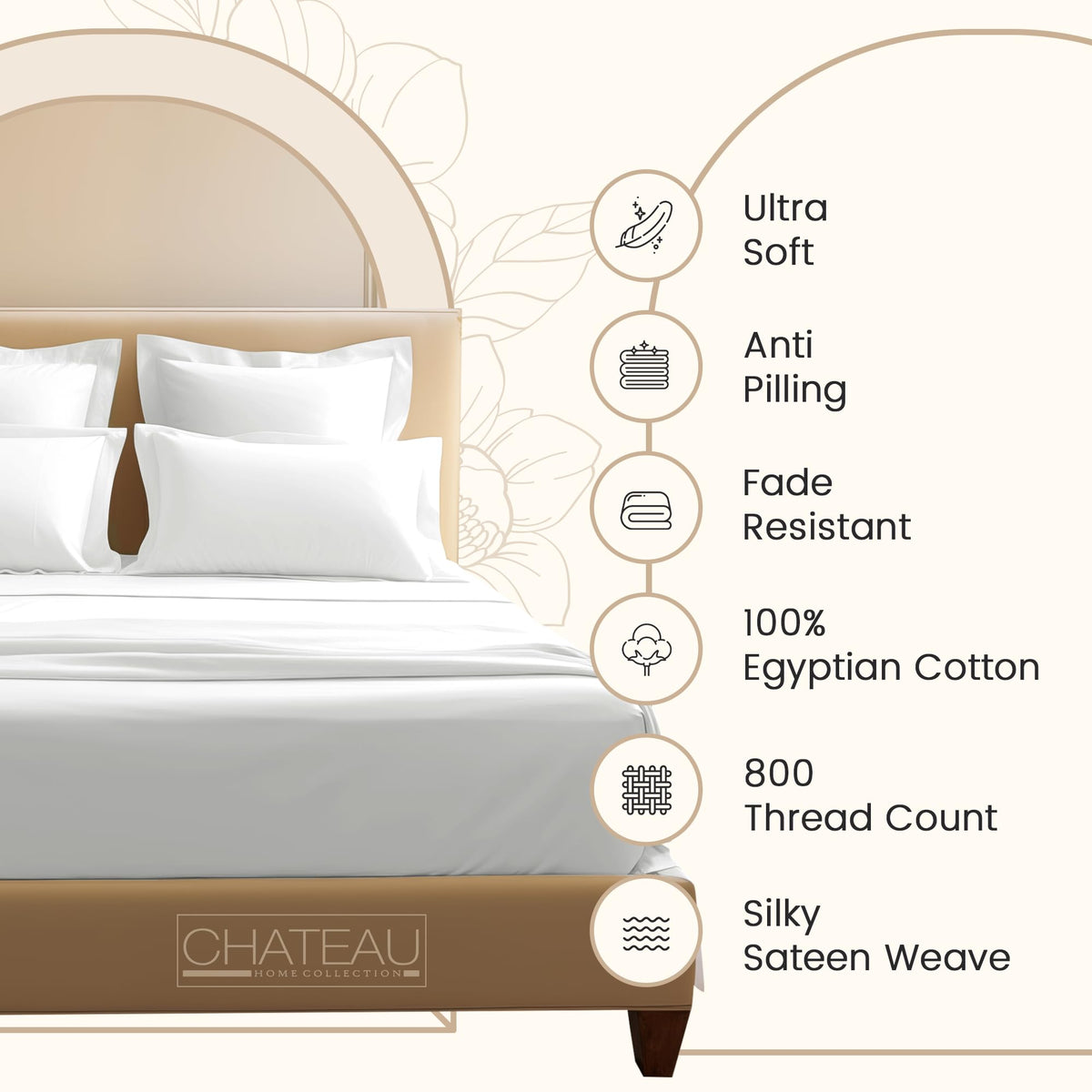 100% Egyptian Cotton Sheets King Size Sheets Set with Fully Elasticated 15" Deep Fitted Sheet & Pillowcases