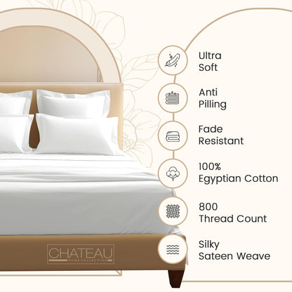 100% Egyptian Cotton Sheets King Size Sheets Set with Fully Elasticated 15" Deep Fitted Sheet & Pillowcases