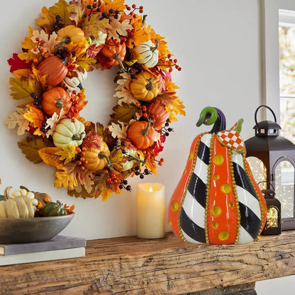 8 Inch Resin Pumpkin Statue, Halloween Fall Decor | Handmade Resin, Thanksgiving Centerpiece, Halloween Tabletop, Mantle & Bookshelf Decor