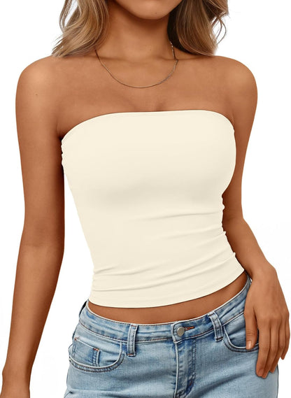 Trendy Queen Women's Strapless Bandeau Crop Top