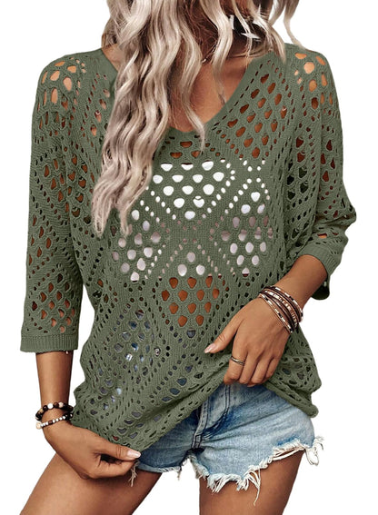 SHEWIN - Hollow Out Beach Crochet Top