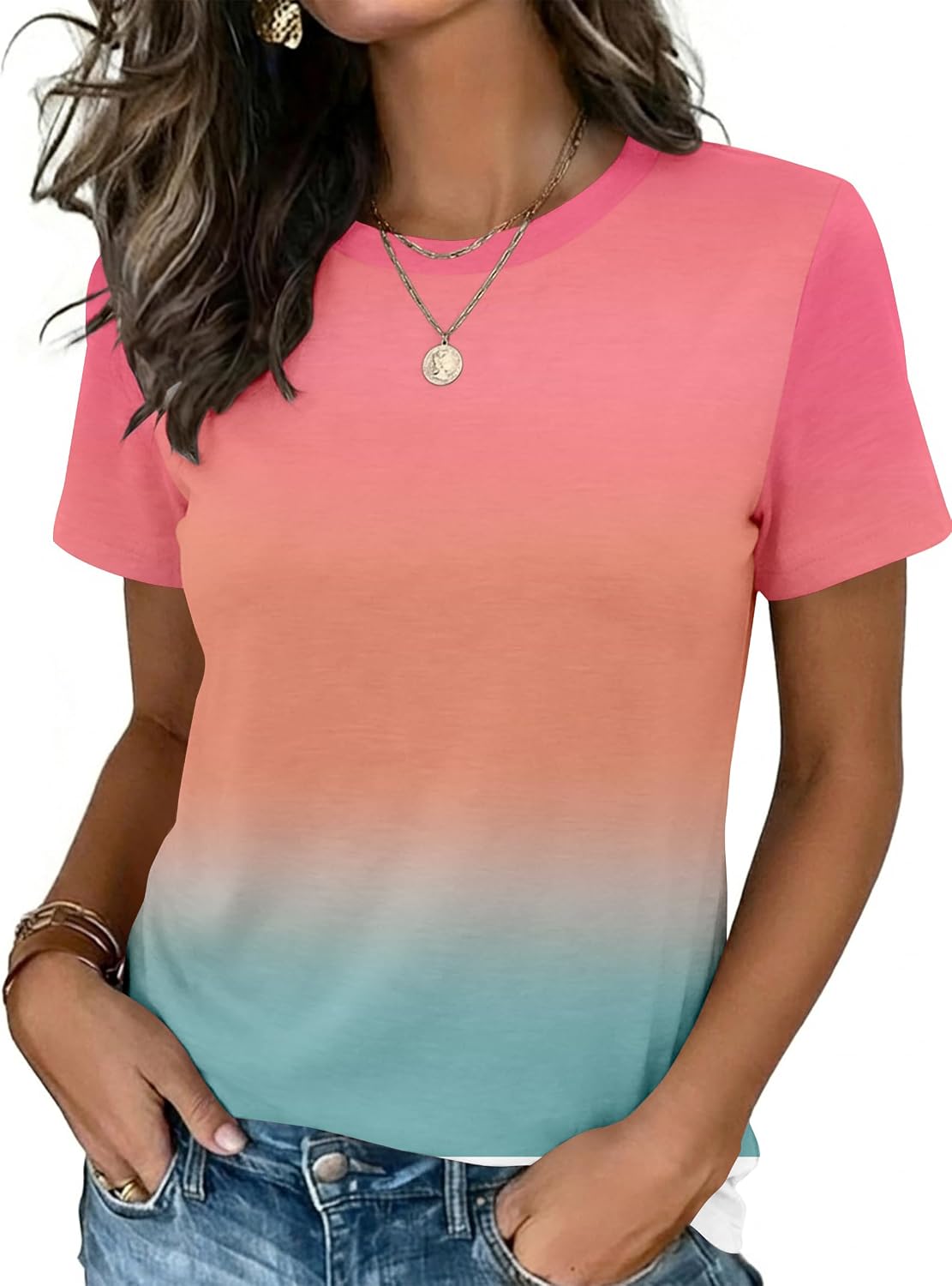 Zeagoo Womens Tshirt Short Sleeve Summer Tops Crewneck Casual Basic Tee Shirts Spring Clothes Trendy Outfit