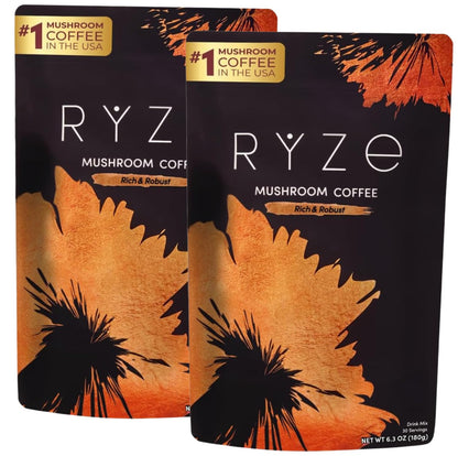 Ryze Superfoods Mushroom Medium Roast Coffee Usda Organic with 6 Adaptogenic Mushrooms