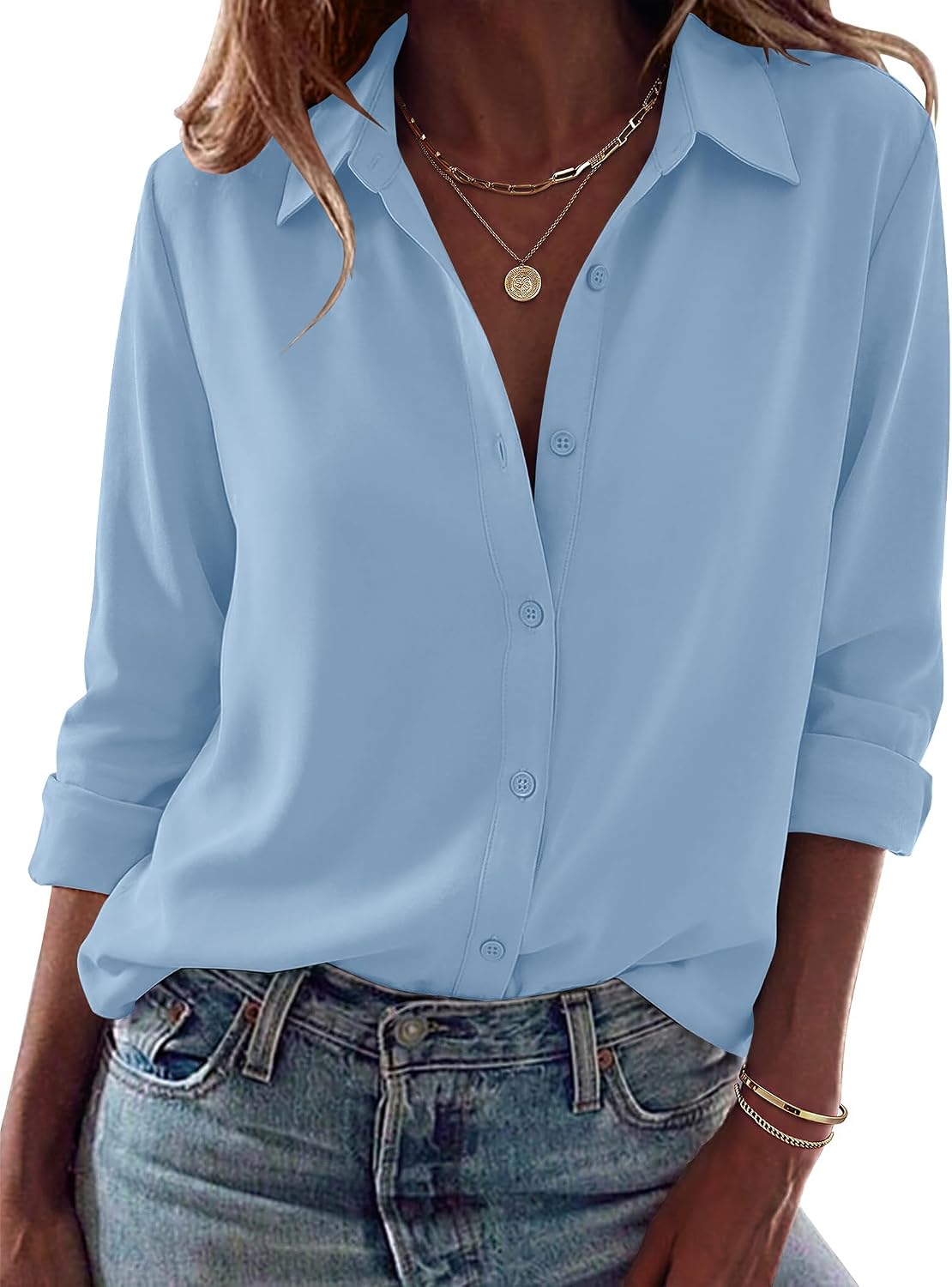 Zeagoo Blouses for Women Dressy Casual Long Sleeve Button Down Shirts Tops