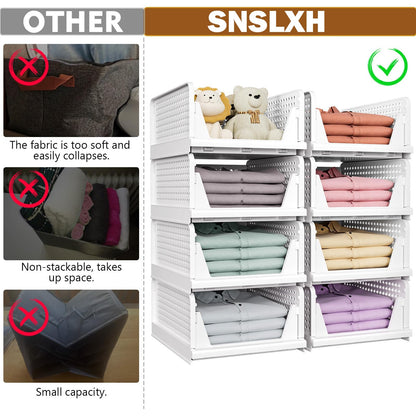 Snslxh 5 Pack Stackable Closet Storage Basket