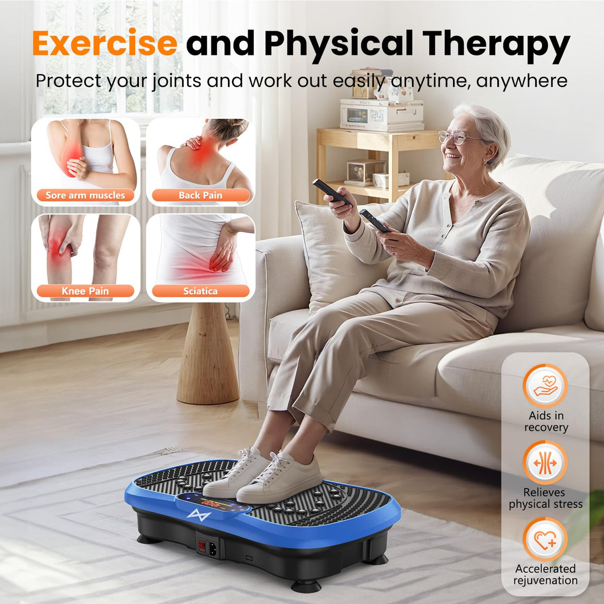 Axv Vibration Plate Fitness Platform Exercise Machine Vibrating Shaking Full Body Shaker Workout Vibrate Stand Shake Board Sport for Weight Loss Fat Burner for Gym Home Office