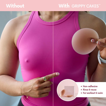 Cakes Body Grippy Non-Adhesive Silicone Nipple Covers for Women (No Sticky Adhesive) - Reusable, Silicone (Circle)