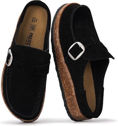 Project Cloud 100% Genuine Leather Moccasin Clogs for Women Fall Shoes