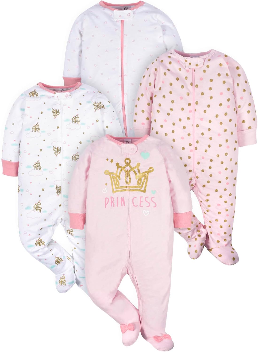 Gerber Baby Girls 4-Pack Sleep 'N Play Footie