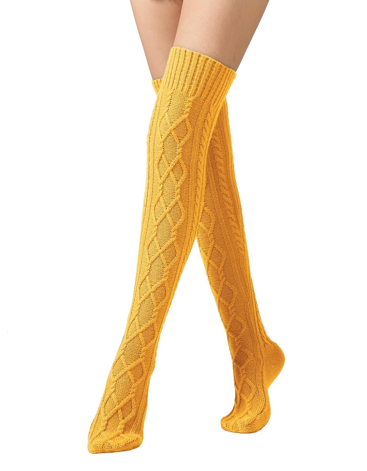 Leoparts Women's Cable Knit Thigh High Socks Over Knee Leg Warmer Stockings