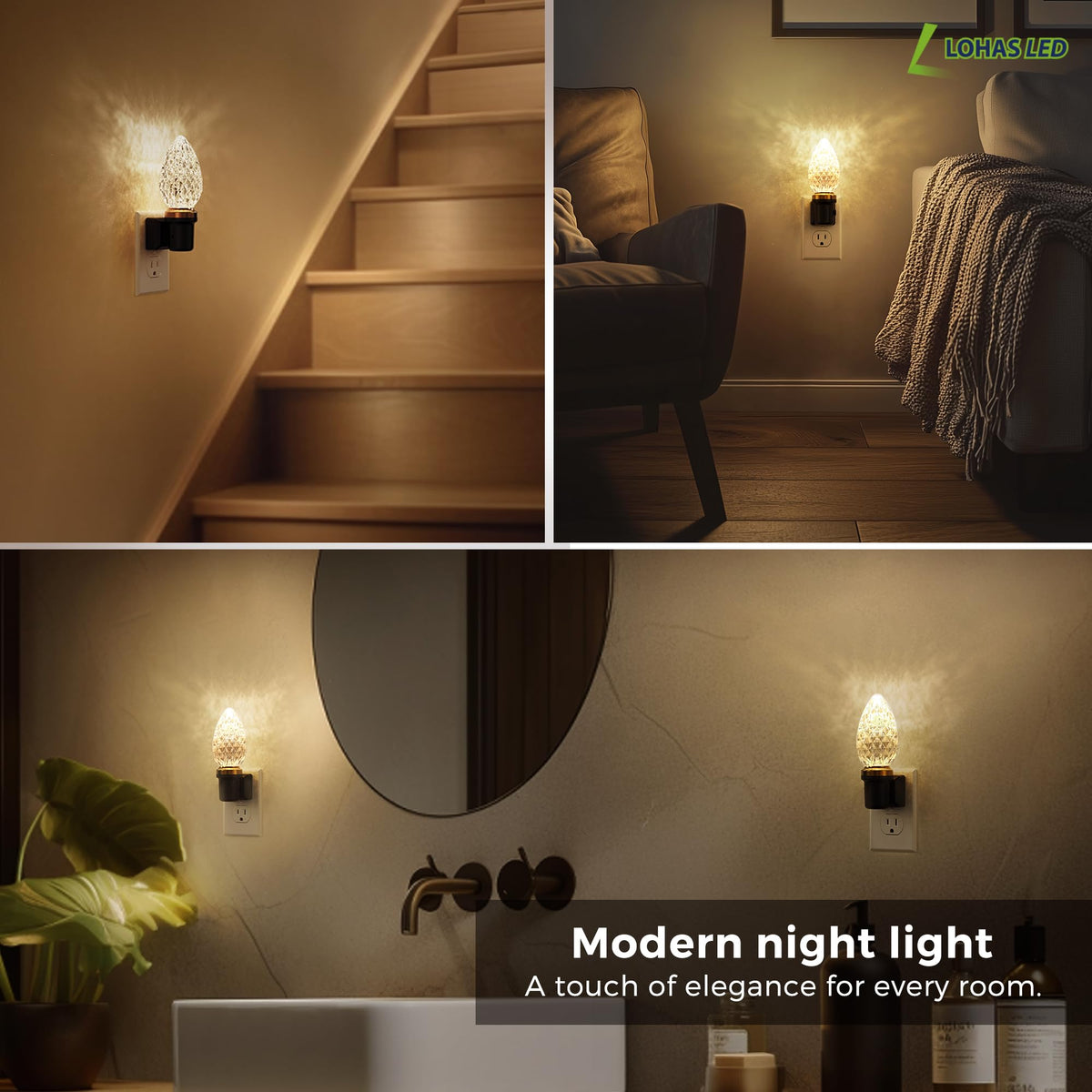 L LOHAS LED Night Light, Modern Night Lights Plug into Wall | 2 Pack