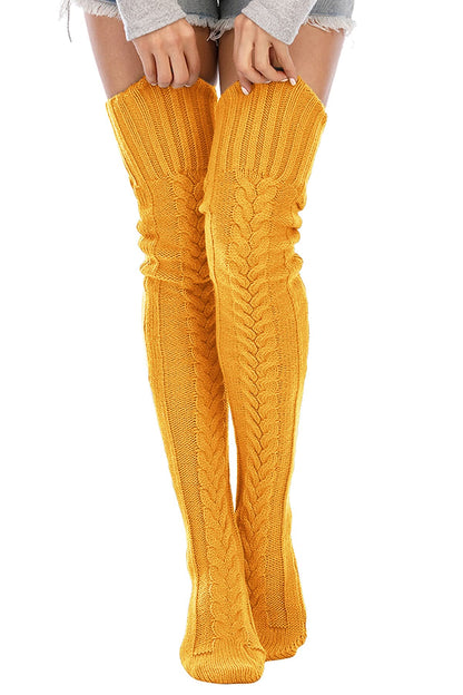 Leoparts Women's Cable Knit Thigh High Socks Over Knee Leg Warmer Stockings