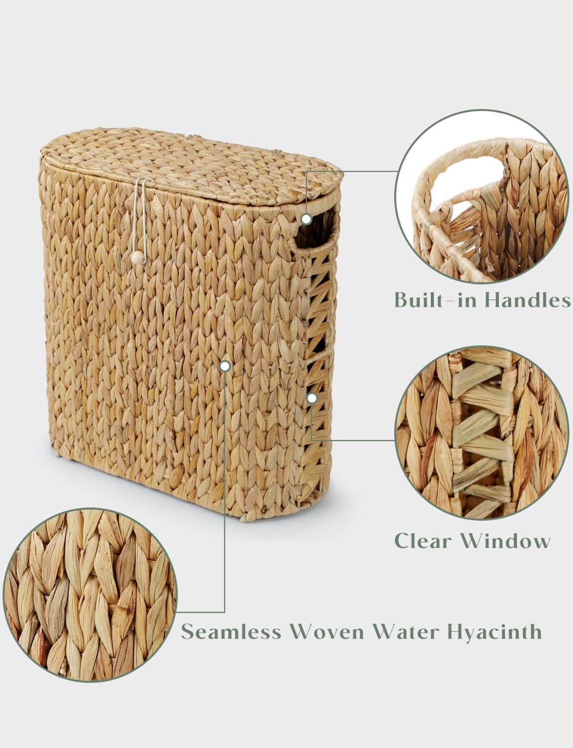 Yangqihome Toilet Paper Storage, Water Hyacinth Toilet Paper Storage with Lid