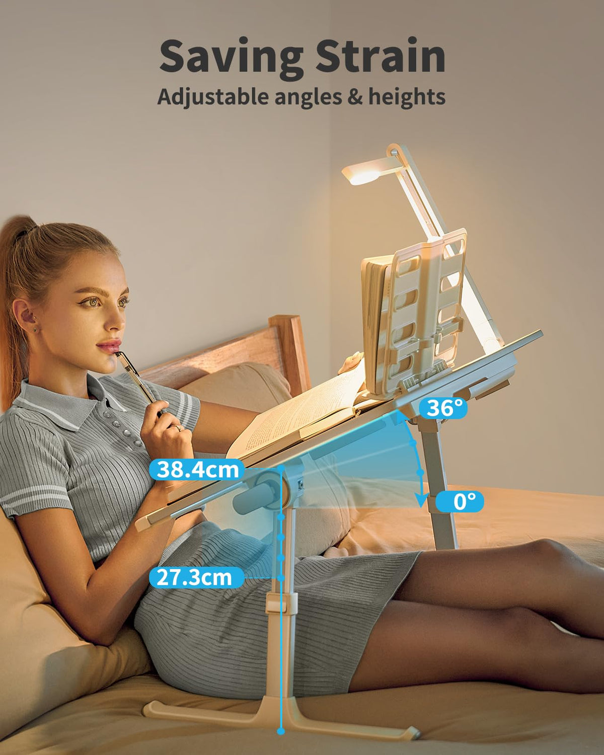 Laptop Bed Tray Desk with LED Desk Lamp