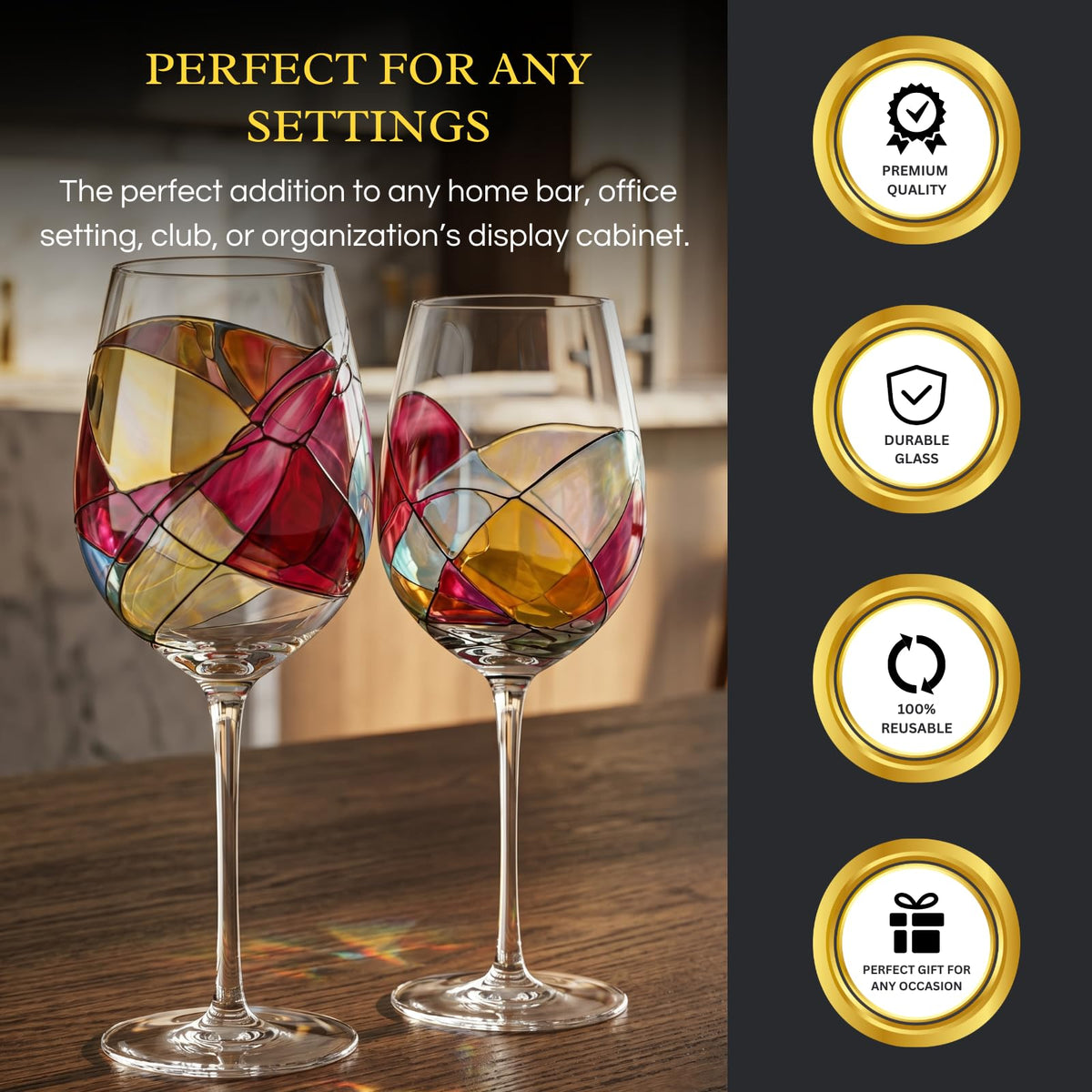 Artisanal Hand Painted Stemless Wine Glasses