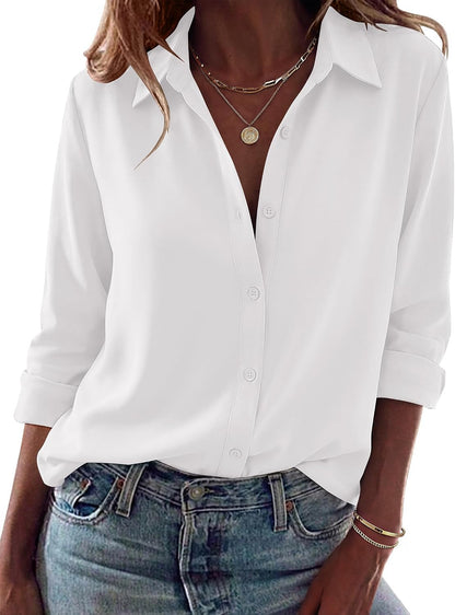 Zeagoo Blouses for Women Dressy Casual Long Sleeve Button Down Shirts Tops