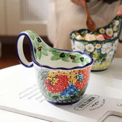 Alma Handpainted Microwavable Soup Bowl with Loop Handle 18.6Oz, Cereal Bowl with Handle