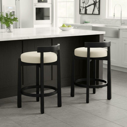 Lukealon Mid Century Linen Counter Stools Set of 4