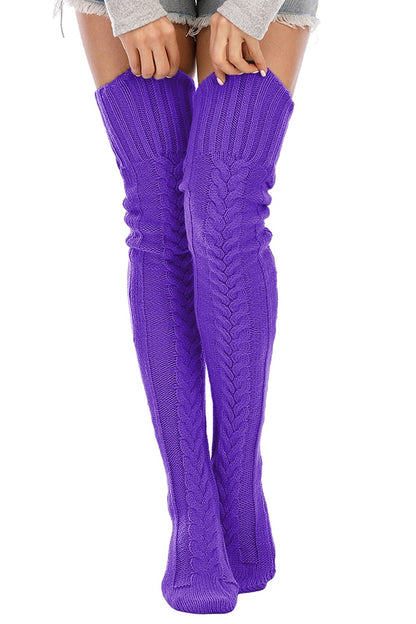 Leoparts Women's Cable Knit Thigh High Socks Over Knee Leg Warmer Stockings
