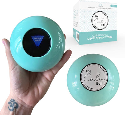 The Calm Ball – Therapist-Designed Coping Skills Magic 8 Ball with 20 Calming Strategies & Guidebook