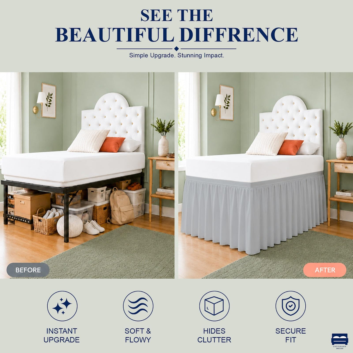 Cottingon Dorm Room Bed Skirt Twin XL