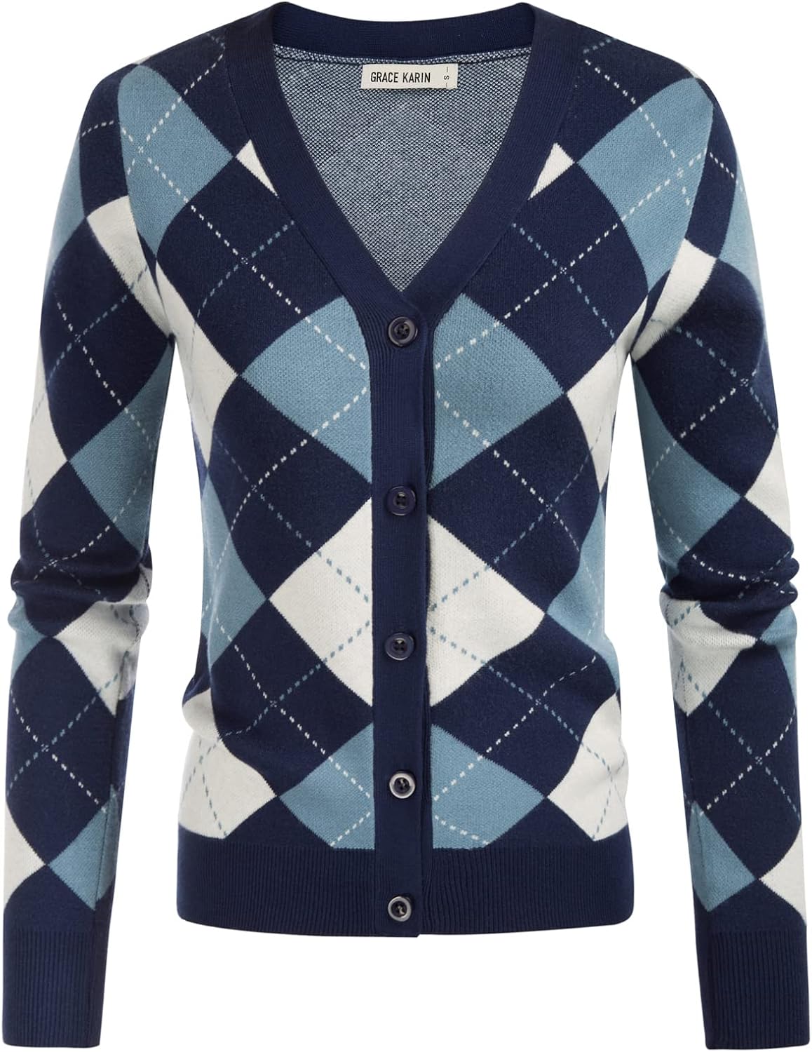 GRACE KARIN Cardigan Sweaters for Women - Argyle Sweater
