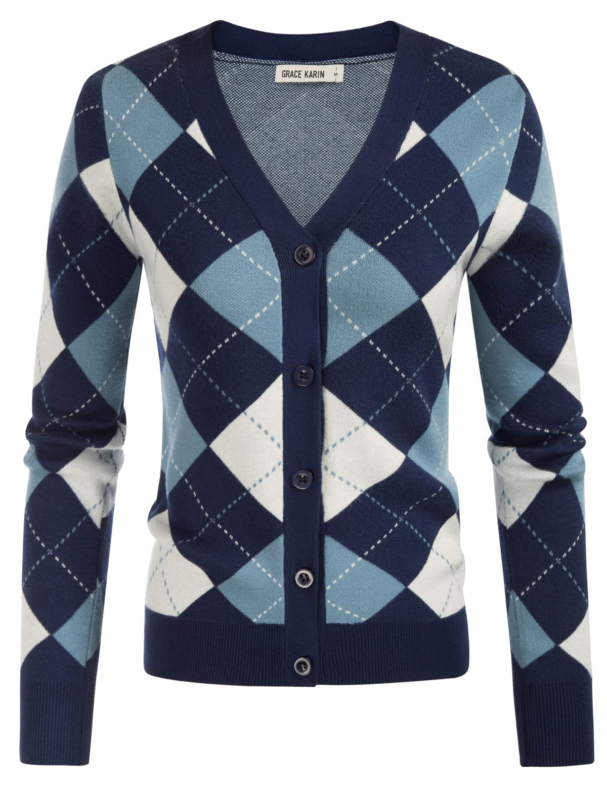 GRACE KARIN Cardigan Sweaters for Women - Argyle Sweater