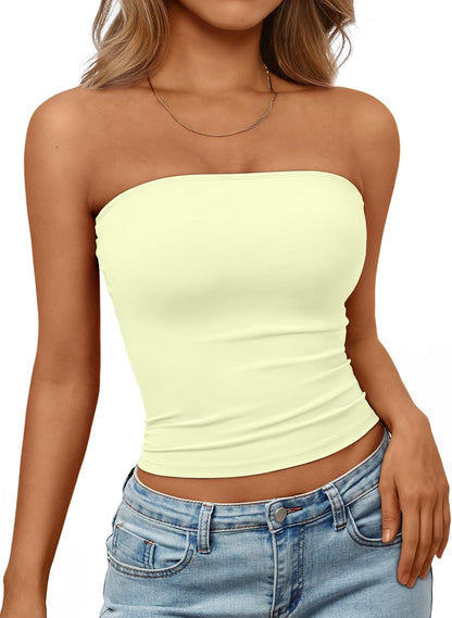 Trendy Queen Women's Strapless Bandeau Crop Top