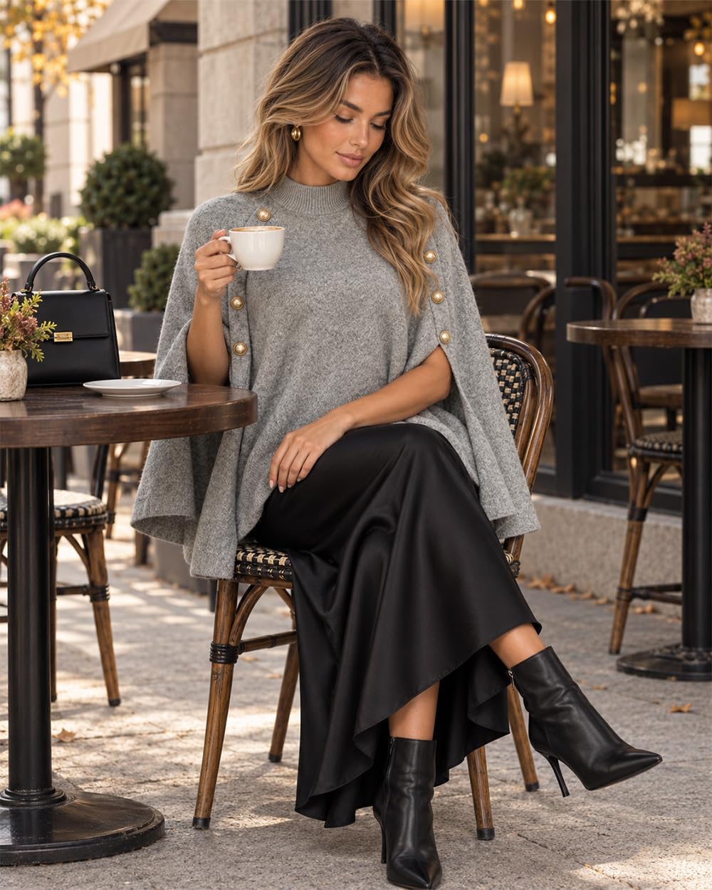 CHICME Women’s Knit Cape Sweater