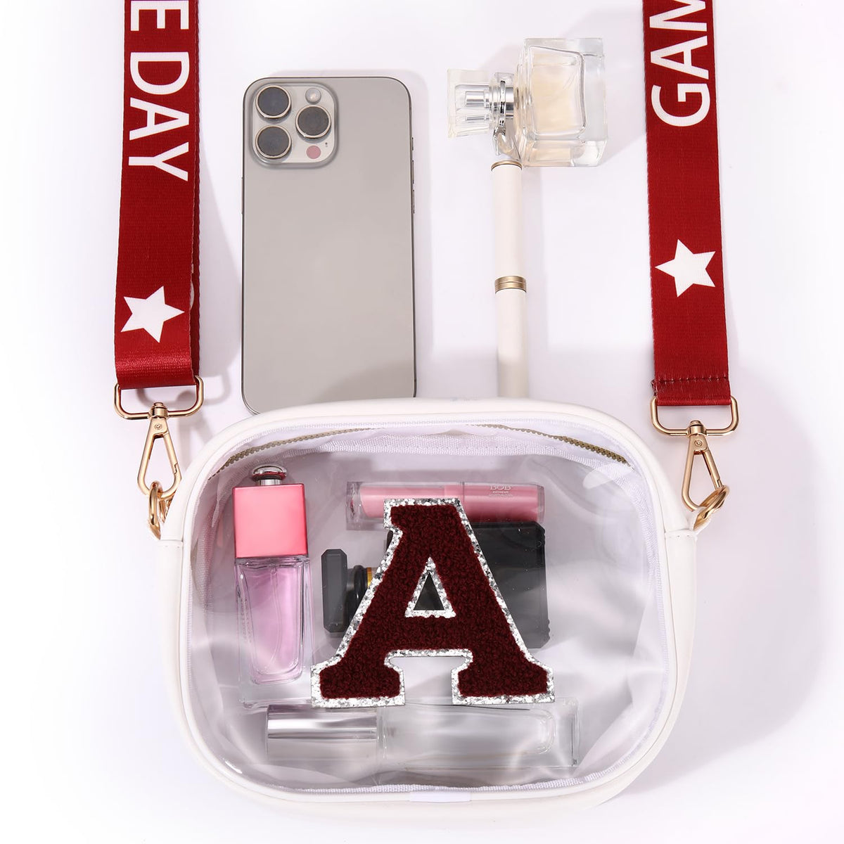 Game Day Clear Bag for Women Football Stadium Approved Clear Crossbody Purse Game Day Accessories Outfits