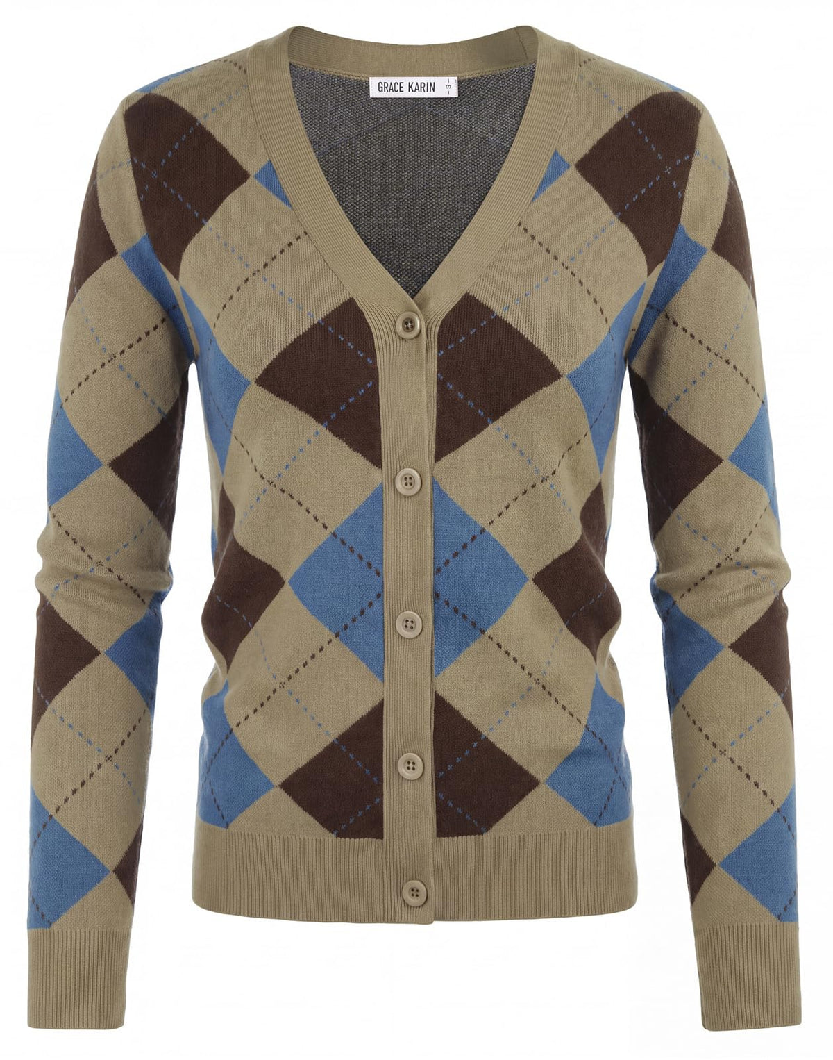 GRACE KARIN Cardigan Sweaters for Women - Argyle Sweater