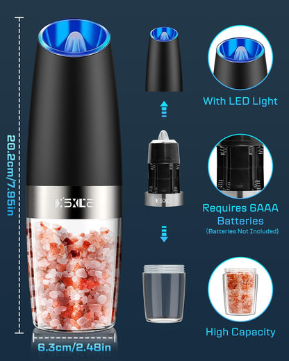 Xinxu Gravity Electric Pepper and Salt Grinder Set