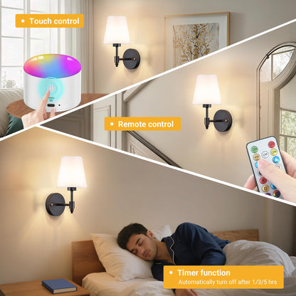 Yhcdlamp Battery Operated Wall Sconce Light with Remote Control, Dimmable Wall Sconce Set of 2