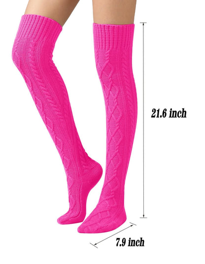 Leoparts Women's Cable Knit Thigh High Socks Over Knee Leg Warmer Stockings