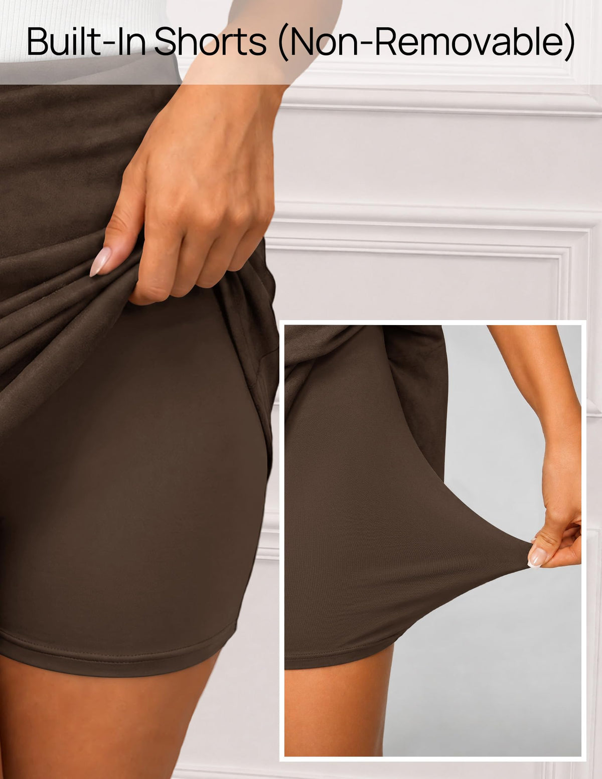 ZESICA Womens Faux Suede Wrap Mini Skirt Fall High Waist Bodycon Skort