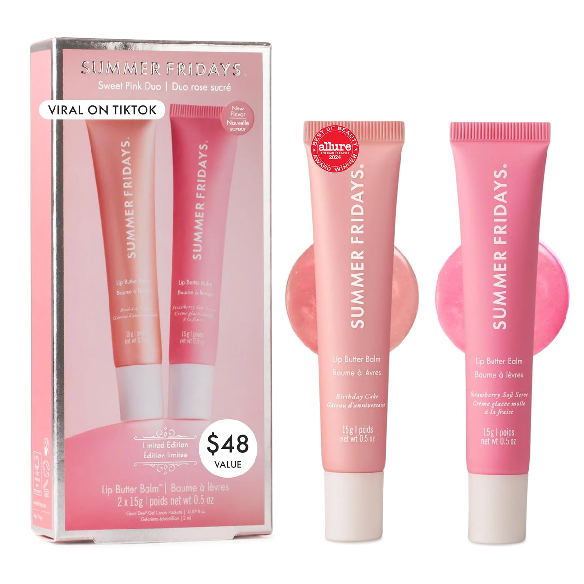 Summer Fridays Lip Butter Balm - Moisturizing Lip Gloss for Instant Shine + Sheer Color