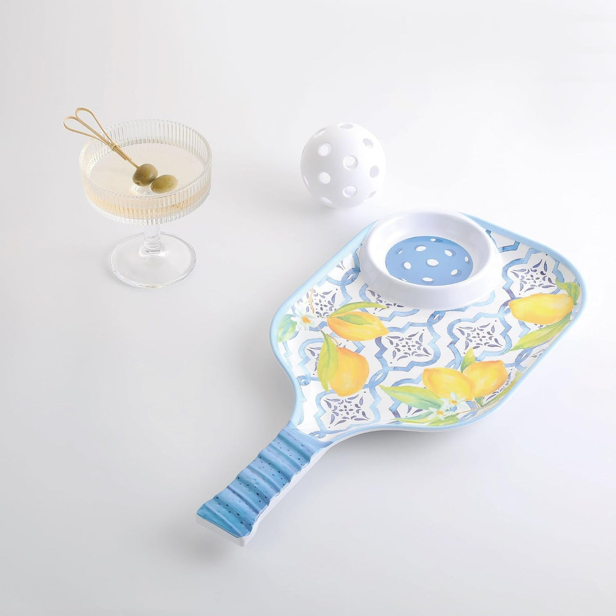 UPware Lovely Lemon Melamine Chip and Dip Snack Tray