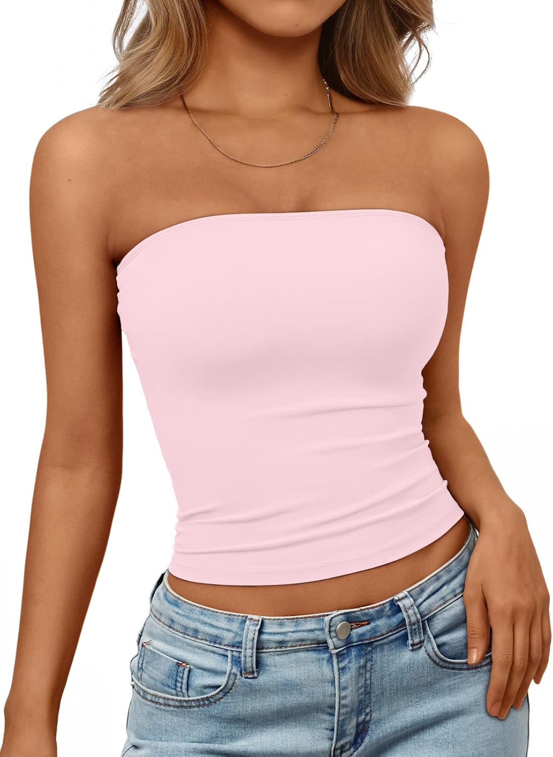 Trendy Queen Women's Strapless Bandeau Crop Top