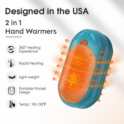 AI Hand Warmers Rechargeable 2 Pack, AI Smart Chips Electric Hand Warmers, 20Hrs Long